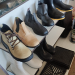 Botas de couro, vulcanizada e PVC